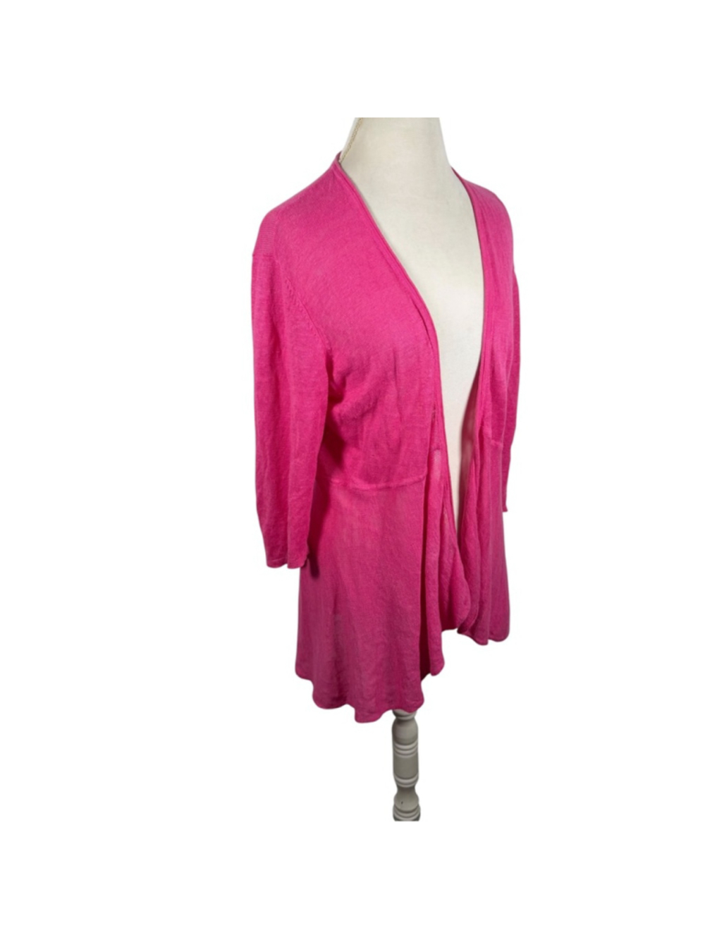 Eileen Fisher System Organic Linen Open Waterfall Drape Front Cardigan Size L - Picture 5 of 11